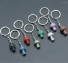 Anahtarlıklar 20pcs Mini Mantar Heykeli Anahtar Yüzük Zincirleri Doğal Taş Oyma Takılar İyileştirici Kristal Anahtarlar Kadın Erkekler
