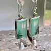 dangle earringsヴィンテージスクエアグリーンオパールストーン