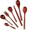 Spoons 5 Piece Wooden Spoon Bamboo Kitchen Korean Style Natural Wood Soup Tableware Cooking Honey Coffee Mixing