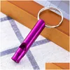 Utomhus prylar 2021 Hela aluminiumlegering Whistle Mini Keyring Keychain Emergency Alarm Survival Sport Cam Hunting Metal W6982282 DR OTASG