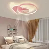 Taklampor Creative Gifts Fan med LED -ljuskontroll järn koppar rörelse tyst super vindrosa barns sovrum