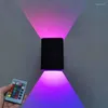 Lampada da parete moderna per interni RGB 5W LED su e giù decora applique camera da letto comodino luce colorata telecomando