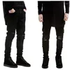 Jeans da uomo Moda Uomo Nero Skinny Strappato Stretch Slim West Hip Hop Swag Denim Pantaloni da motociclista Jogger12713