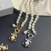 デザイナーViviane Viviennes Westwood New Western Empress Dowager High Edition Anchor Pearl Necklace Light Luxury Small Versatile Jewelry Collarチェーン