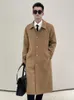 Men's Wool Blends Long length wool coat men's camel classic single breasted thickened and detachable down jacket British style men's wool coat 231031