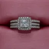 Choucong New Arrival Couple Rings Luxury Jewelry 925 Sterling Silver Princess Cut 5A Cubic Zirconbia CZ Diamond Wedding Bridal Rin281u