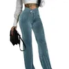 Pantalon femme taille élastique élégant haut rayé jambe large confortable extensible pantalon droit pour le printemps automne