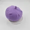 Chapéus menina bege roxo boinas chapéu moda cor sólida de malha com gorro de estudante boina abóbora quente outono e inverno boné