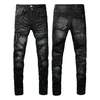 Mode Jeans Heren Zwart Gescheurd Biker Slim Fit Bikers Denim Voor Heren Mode Mans Zwarte Broek K2