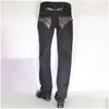 남자 청바지 새로운 패션 Robin Long Straight Jeans Mens 유명한 브랜드 바이커 디자이너 Sjeans for Man Ripped Drop Delivery Apparel Men 's C OTXNT