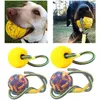 Dog Toys Tuggar 4st Dog Rope Ball Eva Rubber Ball Interactive Pet Chewing Training Bite Toys 231031