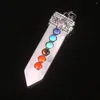 Pendanthalsband 7 Chakra Natural Stone Quartz Crystal Druzy Reiki Sword Shape Pendulum Charm som gör kvinnor läkande gåvor