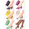 Pantoufles Chaussures de soirée pour femmes Talon haut Été Cristal avec sac Jaune Vert Noir Or Argent Violet Design italien