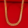 Mens Heavy 18k gult guldfylld kubansk länkkedjan halsband 20in - solid253t