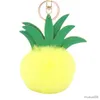 Mobile Phone Chain Fashion New Pineapple Leaf Hairball Keychain Pendant Leather Fruit Pineapple Hairball Bag Car Pendant R231031