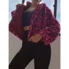 Abrigo de piel sintética de lujo para Mujer, chaqueta de Invierno con estampado de leopardo y cuello vuelto, prendas de vestir exteriores ajustadas para Mujer, Ropa de Invierno para Mujer 231030