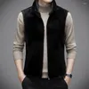 Men's Vests Autumn Winter Leather And Fur Vest Double-Sided Wear Imitation Mink Stand Collar Coat Short Thickening Men