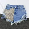 Damenjeans Sexy Frauen Niet Denim Shorts Hollow Out 2023 Sommer Frühling Hohe Taille Breites Bein