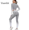 Seamless 2 Piece Active Workout Clothes Yoga Set For Women Leggings Sport Fitness Gym Sets Womens Outfits Pink Tracksuit9274837