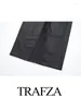 Skirts TRAFZA 2023 Fashion High Waist Zipper Front Slit Wrap Casual Skirt Women's Autumn Faux Leather Midi Y2K