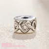 Pietre preziose sciolte Festa della mamma Argento sterling 925 Annodato Clip a forma di cuore Perline con ciondolo Adatto per braccialetti originali Creazione di gioielli