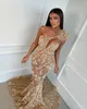 One Shoulder Evening Dresses Fashion Illusion Appique Mermaid Prom Dress Elegant Sweep Train Custom Made Party 가운