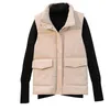 Gilets sans manches pour femmes, veste, manteau, col montant, Slim, poches, boutons rembourrés, garde au chaud, hiver