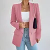 Women's Suits Blazers Fashion Spring Traf Women's Jacket 25 34 Solid Polyester Cotton Non Strech Long Sleeve Office Lady Blazers In Outerwears 231031