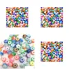 Acrylic Plastic Lucite 500Pcs/Lot 6Mm/8Mm Mix Color Striped Round Resin Spacer Beads For Chunky Necklace Bracelet Diy Drop Delivery Dhjkl