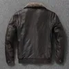 Men's Leather Faux Vintage Genuine Jacket Men Flight Jackets Natural Fur Collar Aviation Bomber Coats Mens Motorcycle Biker 231031