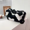 Evening Bags Autumn and Winter New Cow Pattern Fur Underarm Women's Bag Personalized Creativity Fashion Shoulder Oblique Cross Western Style Handbag