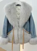 Fausse fourrure pour femmes OFTBUY hiver européen américain mode de rue réel manteau à col de renard pour les femmes vêtements d'extérieur élégants veste en duvet d'oie 231031