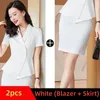 Vestido de duas peças branco preto feminino saia terno verão elegante blazers topos ternos senhora do escritório negócios trabalho wear formal 2 conjuntos