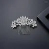 Pinces à cheveux Floralbride cristal strass alliage de cuivre cubique Zircon peigne de mariée mariage CZ accessoire demoiselles d'honneur femmes bijoux