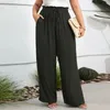 Pantaloni da donna Pantaloni da salotto in cotone estivo tinta unita elastici a vita alta con tasche casual Palazzo a gamba larga ampia