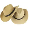 Casquette de paille pour hommes, Style Cowboy, casquettes de Jazz à large bord, chapeau de fête élégant, 5 couleurs unisexe, capuche de 58cm, chapeaux de soleil de plage, envoi de mer DD214