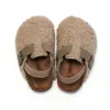 Slipper Child Baby Boys Girls Warm Fuzzy Plush Sandals Cork Faux Fur Flats Toddler Prewalker Elastic Back Strap 231031