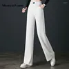 Women's Pants Spring And Autumn Wide Leg For Women High Waist Loose Straight Green Trousers Beige Woman