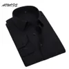 Aowofs 소셜 셔츠 검은 색 남성 드레스 셔츠 긴 소매 사무실 작업 셔츠 큰 크기 남성 의류 8xl 5xl 7xl 6xl 커스텀 웨딩321x