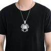 Collana con pendente a forma di ragno grande hip-hop completo di zirconi 5A 18 carati placcati in oro reale gioielli rap da uomo