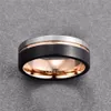 VAKKI Mannen 8mm Tungsten Ring Zwart Rose Gold Wedding Band Verlovingsring heren Partij Sieraden Bague Homme311l