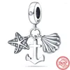 Luźne kamienie szlachetne 925 srebrne uroki ośmiornica Starffish Star Seahorse Angel Fish Fit Oryginalne bransoletki koraliki biżuterii wisiorki biżuterii