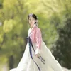 Roupas étnicas 2023 High End Tradicional Hanbok Vestido Mulheres Rosa Manga Longa Cetim Floral Jacquard Top Branco Renda Bordada Saia 2 Pcs