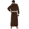 Men's Sleepwear 2023 Splicing Thickend Bathrobe Plush Hooded Long Clothes Coat Robe Lengthened Winter Home Night Gown