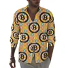Men's Casual Shirts Crypto Shirt Men Gold Coin Print Autumn Y2K Graphic Blouses Long Sleeve Fashion Oversized Clothes Gift