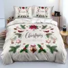 Bedding sets 3D Merry Christmas White Sets XMAS DuvetQuilt Cover Set Polyester Comforter King Queen Full Twin Red Bow Beige 231030