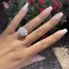 Vintage Court Ring 925 Sterling Silver Square Diamond CZ Promise Engagement Wedding Band Rings for Women Bridal Jewelry223Z