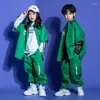 Clothing Sets Boys Street Dance Outfit Hip Hop Costume Kids Green Tooling Coat Pants Girls Jazz Clothes Drum Show Stage