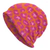 Bérets Orange et rose léopard taches imprimer casquettes Hip Hop adulte extérieur Skullies bonnets chapeau printemps chaud double usage Bonnet tricot chapeaux