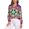 Женские блузки Sacred Geo Print, блузка с длинным рукавом «Цветок жизни», винтажная женская повседневная рубашка большого размера, топы, подарок на день рождения